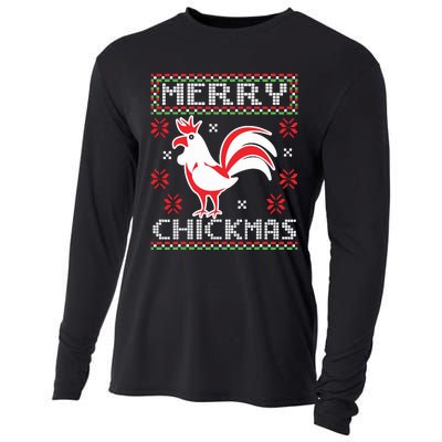 Merry Chickmas Chicken Ugly Christmas Sweater Cooling Performance Long Sleeve Crew