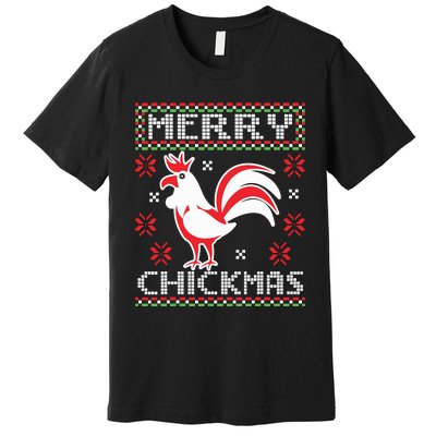 Merry Chickmas Chicken Ugly Christmas Sweater Premium T-Shirt