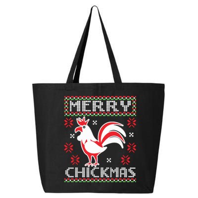 Merry Chickmas Chicken Ugly Christmas Sweater 25L Jumbo Tote