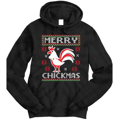 Merry Chickmas Chicken Ugly Christmas Sweater Tie Dye Hoodie