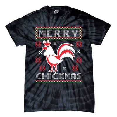 Merry Chickmas Chicken Ugly Christmas Sweater Tie-Dye T-Shirt