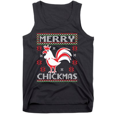 Merry Chickmas Chicken Ugly Christmas Sweater Tank Top