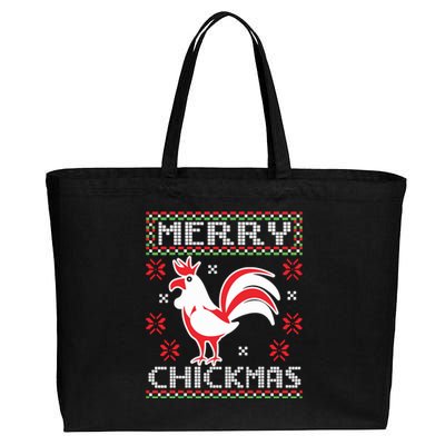 Merry Chickmas Chicken Ugly Christmas Sweater Cotton Canvas Jumbo Tote