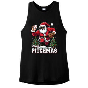 Merry Christmas Cute Gift Merry Pitchmas Baseball Pitcher Santa Claus Ladies PosiCharge Tri-Blend Wicking Tank