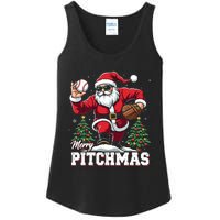 Merry Christmas Cute Gift Merry Pitchmas Baseball Pitcher Santa Claus Ladies Essential Tank