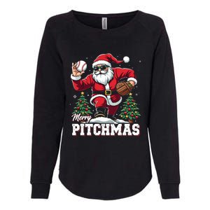 Merry Christmas Cute Gift Merry Pitchmas Baseball Pitcher Santa Claus Womens California Wash Sweatshirt