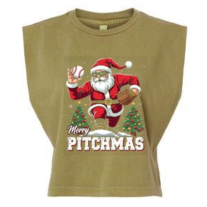 Merry Christmas Cute Gift Merry Pitchmas Baseball Pitcher Santa Claus Garment-Dyed Women's Muscle Tee