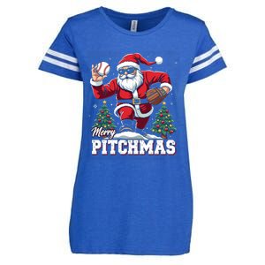 Merry Christmas Cute Gift Merry Pitchmas Baseball Pitcher Santa Claus Enza Ladies Jersey Football T-Shirt