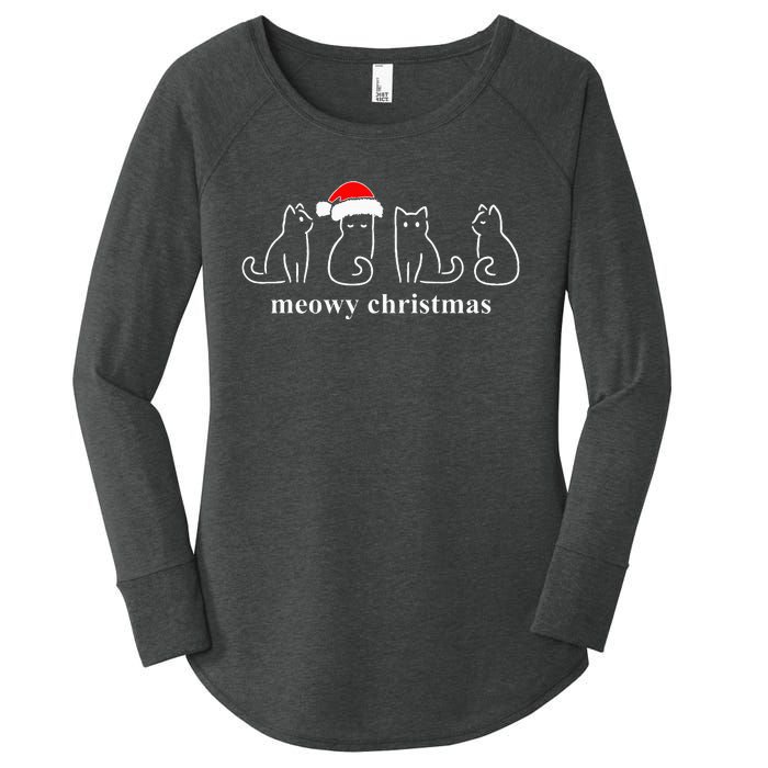 Meowy Catmas Cat Christmas Cute Kitten Cats Santa Hat Xmas Women's Perfect Tri Tunic Long Sleeve Shirt