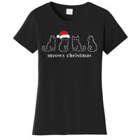 Meowy Catmas Cat Christmas Cute Kitten Cats Santa Hat Xmas Women's T-Shirt