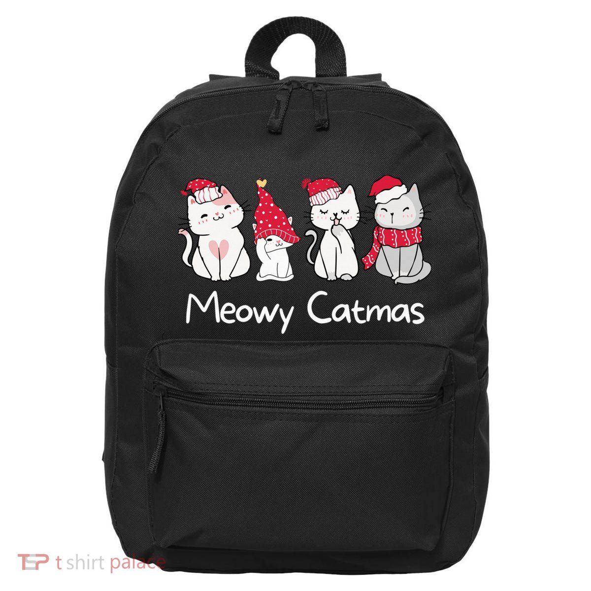 Meowy Catmas Cute, Funny Cat Christmas - Merry Catmas 16 in Basic Backpack