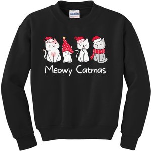 Meowy Catmas Cute, Funny Cat Christmas - Merry Catmas Kids Sweatshirt