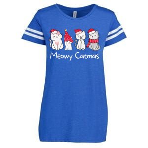 Meowy Catmas Cute, Funny Cat Christmas - Merry Catmas Enza Ladies Jersey Football T-Shirt