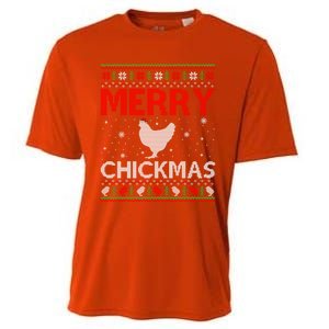 Merry Chickmas Chicken Xmas Gift Ugly Chicken Christmas Cool Gift Cooling Performance Crew T-Shirt