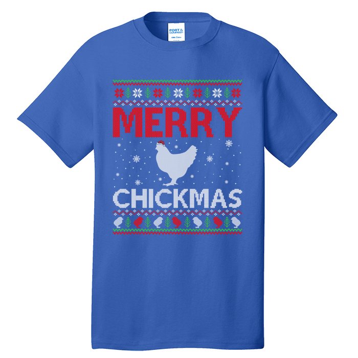 Merry Chickmas Chicken Xmas Gift Ugly Chicken Christmas Cool Gift Tall T-Shirt