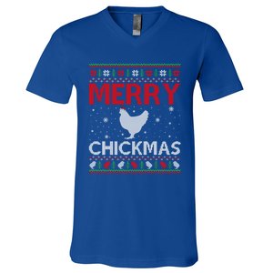 Merry Chickmas Chicken Xmas Gift Ugly Chicken Christmas Cool Gift V-Neck T-Shirt