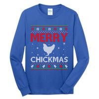 Merry Chickmas Chicken Xmas Gift Ugly Chicken Christmas Cool Gift Tall Long Sleeve T-Shirt