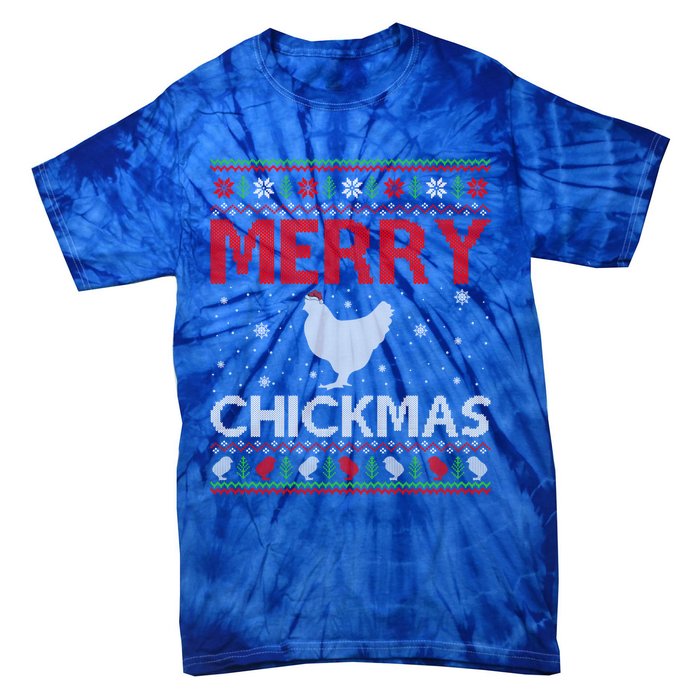 Merry Chickmas Chicken Xmas Gift Ugly Chicken Christmas Cool Gift Tie-Dye T-Shirt