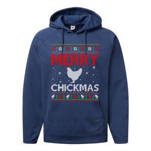 Merry Chickmas Chicken Xmas Gift Ugly Chicken Christmas Cool Gift Performance Fleece Hoodie