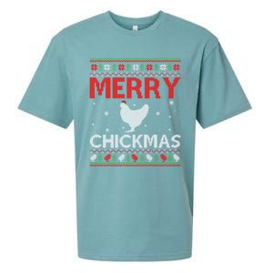 Merry Chickmas Chicken Xmas Gift Ugly Chicken Christmas Cool Gift Sueded Cloud Jersey T-Shirt