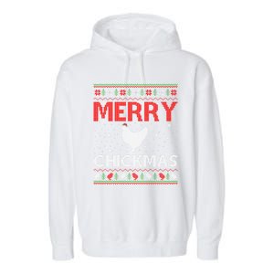 Merry Chickmas Chicken Xmas Gift Ugly Chicken Christmas Cool Gift Garment-Dyed Fleece Hoodie