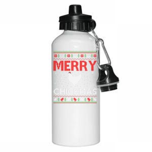 Merry Chickmas Chicken Xmas Gift Ugly Chicken Christmas Cool Gift Aluminum Water Bottle