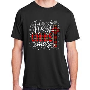 merry christmas christ cross butiflo plaid red xmas holiday Adult ChromaSoft Performance T-Shirt