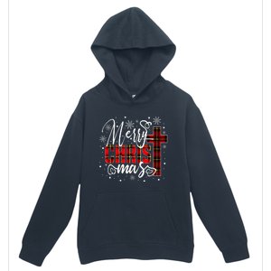 merry christmas christ cross butiflo plaid red xmas holiday Urban Pullover Hoodie