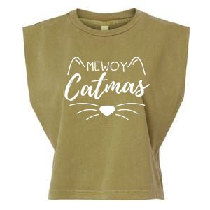 Meowy Catmas Cat Lover Christmas Outfit Funny Pajama Meaningful Gift Garment-Dyed Women's Muscle Tee