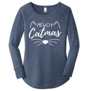 Meowy Catmas Cat Lover Christmas Outfit Funny Pajama Meaningful Gift Women's Perfect Tri Tunic Long Sleeve Shirt