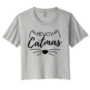 Meowy Catmas Cat Lover Christmas Outfit Funny Pajama Meaningful Gift Women's Crop Top Tee