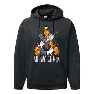 Meowy Catmas Cat Christmas Tree Xmas Performance Fleece Hoodie