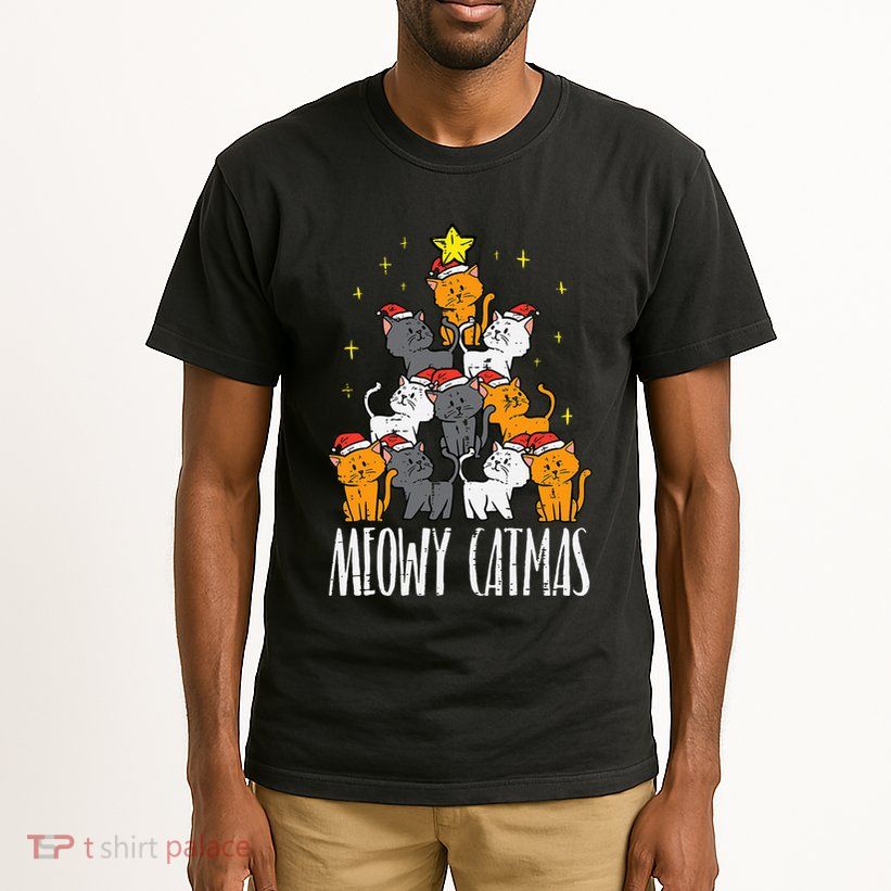 Meowy Catmas Cat Christmas Tree Xmas Tall T-Shirt