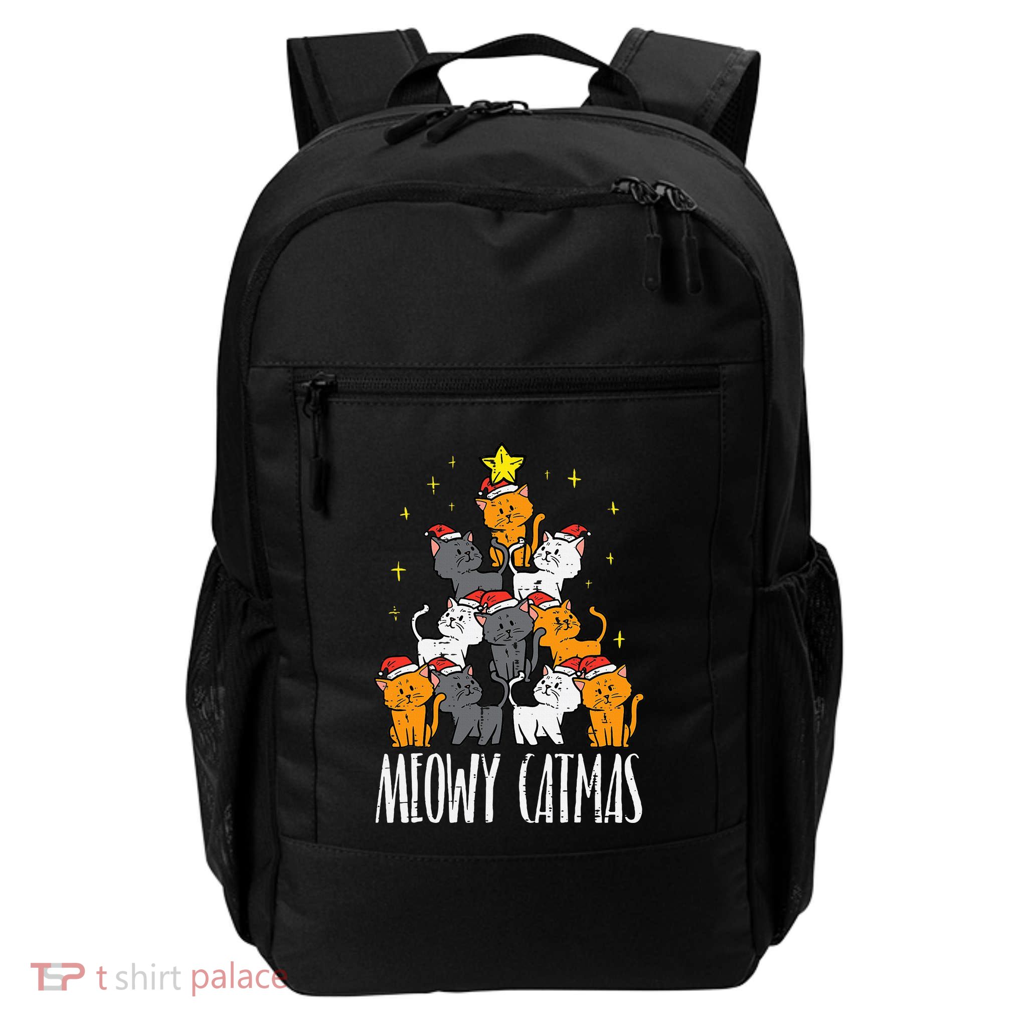 Meowy Catmas Cat Christmas Tree Xmas Backpack