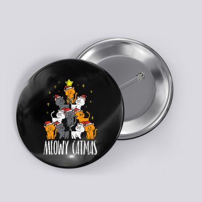 Meowy Catmas Cat Christmas Tree Xmas Button