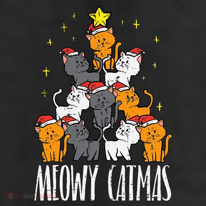 Meowy Catmas Cat Christmas Tree Xmas 11oz C Handle Ceramic Mug