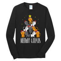 Meowy Catmas Cat Christmas Tree Xmas Tall Long Sleeve T-Shirt