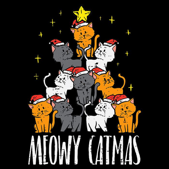 Meowy Catmas Cat Christmas Tree Xmas Youth Performance Sprint T-Shirt