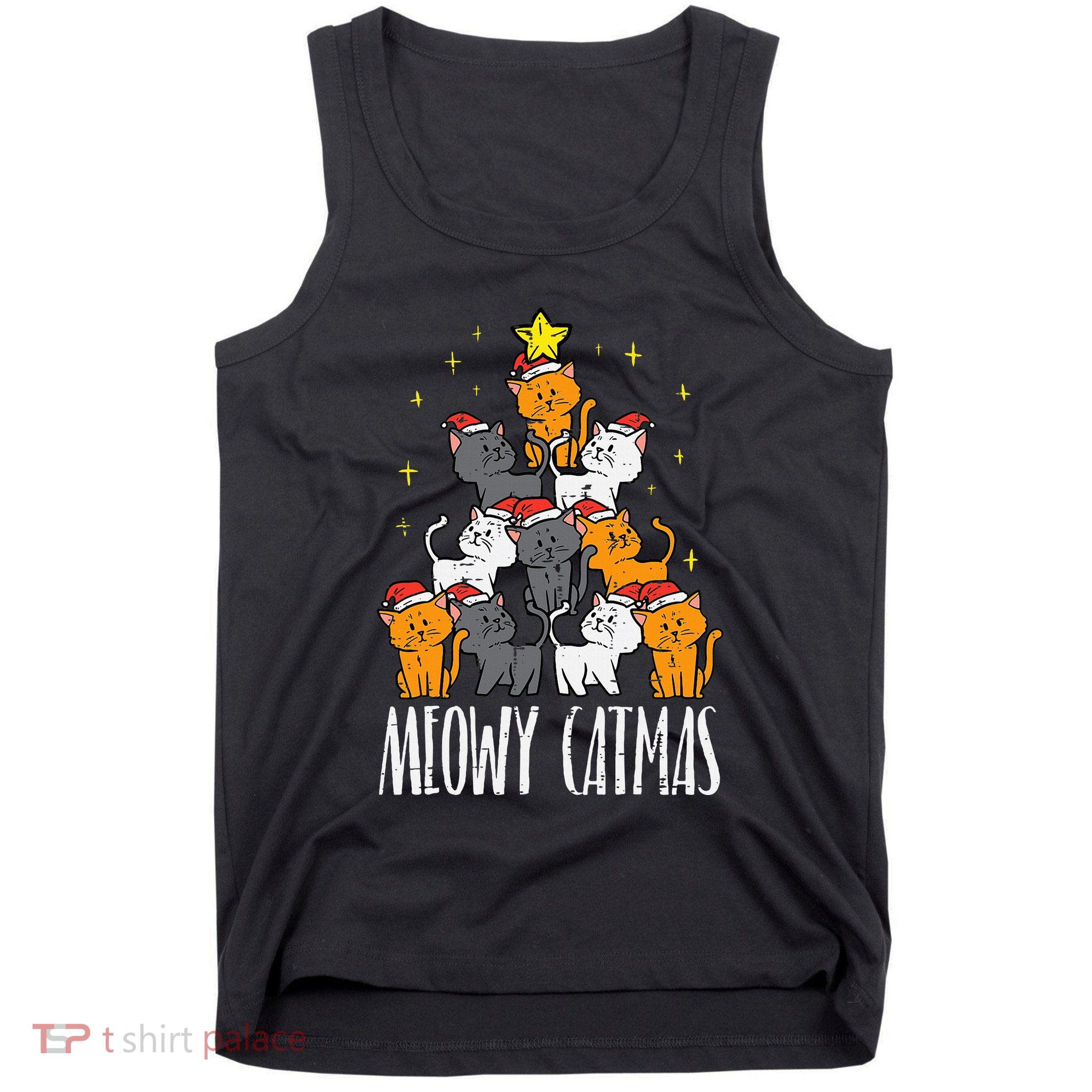 Meowy Catmas Cat Christmas Tree Xmas Tank Top