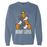 Meowy Catmas Cat Christmas Tree Xmas Garment-Dyed Sweatshirt