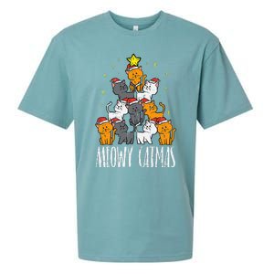 Meowy Catmas Cat Christmas Tree Xmas Sueded Cloud Jersey T-Shirt