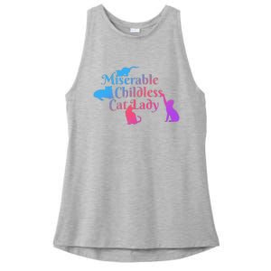 Miserable Childless Cat Lady Funny Apparel Ladies PosiCharge Tri-Blend Wicking Tank