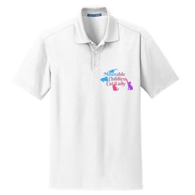 Miserable Childless Cat Lady Funny Apparel Dry Zone Grid Polo