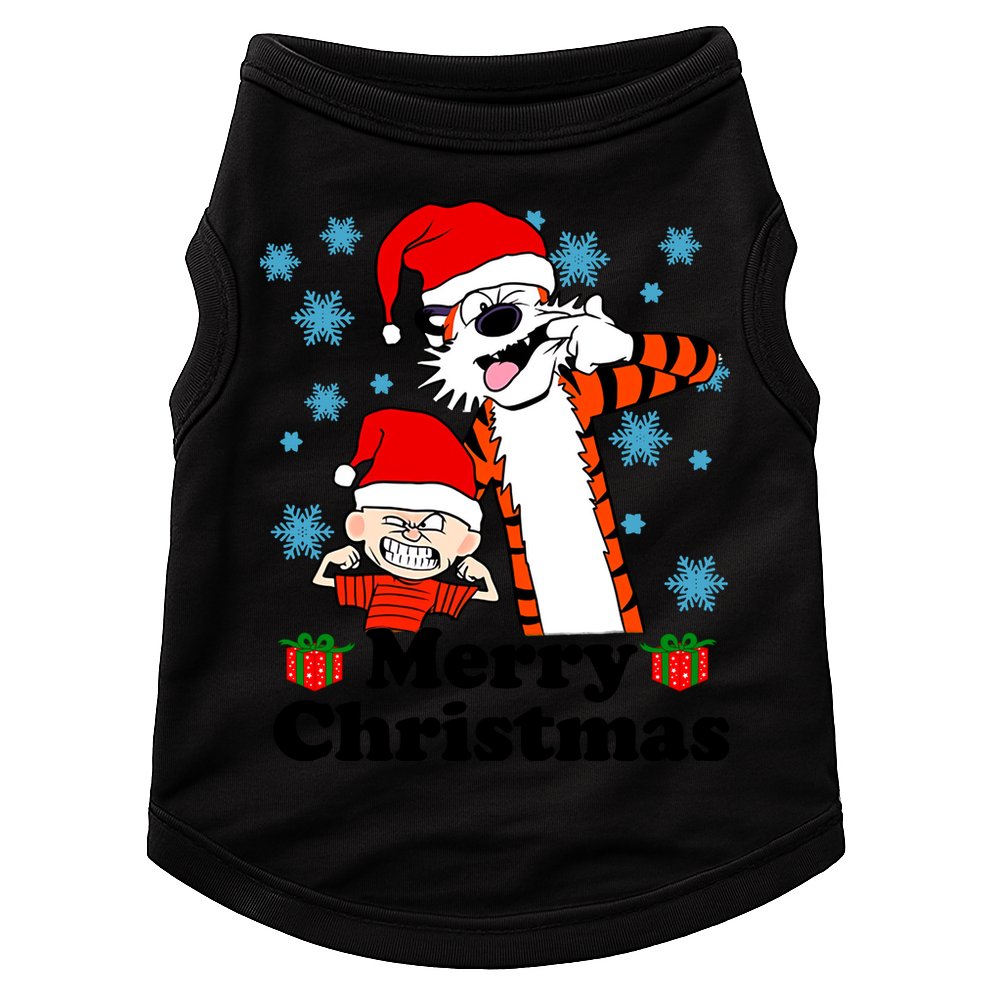 Merry Christmas Calvin Hobbes Christmas Box Funny Trending Friend Doggie Tank