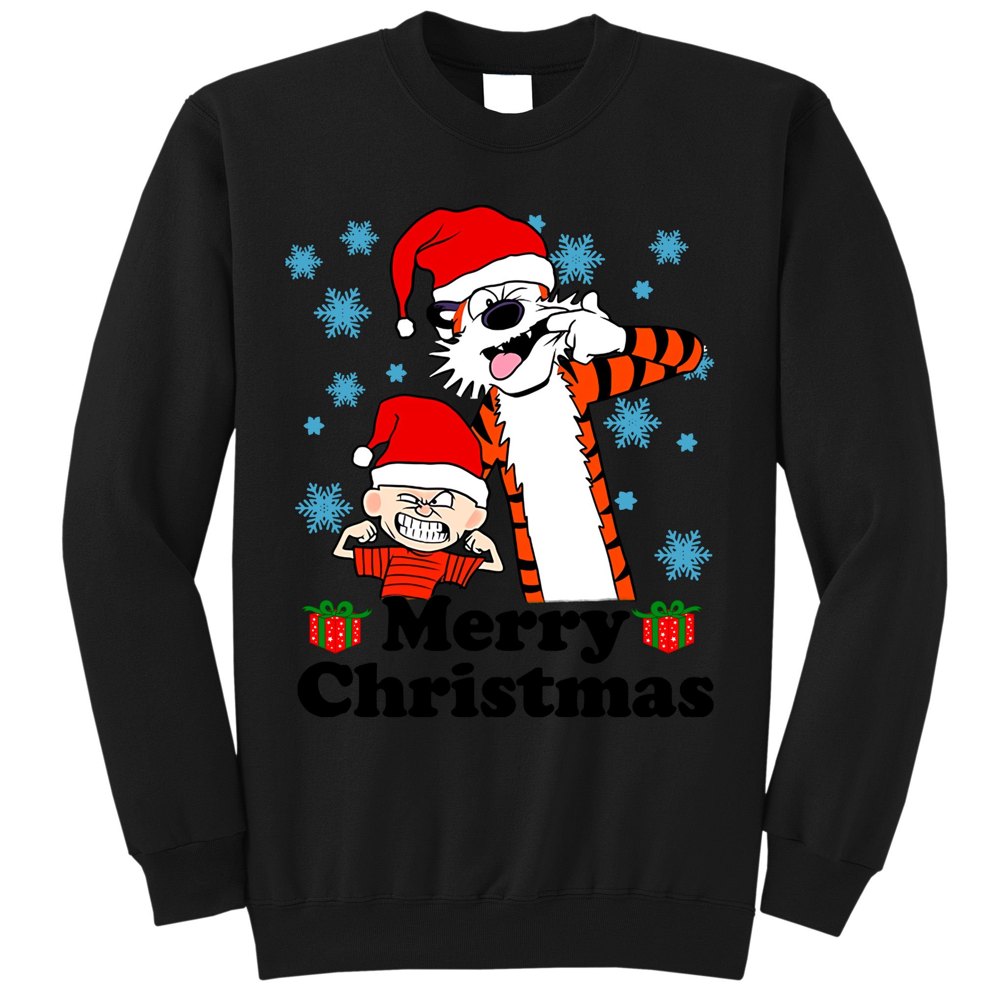 Merry Christmas Calvin Hobbes Christmas Box Funny Trending Friend Sweatshirt