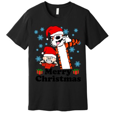 Merry Christmas Calvin Hobbes Christmas Box Funny Trending Friend Premium T-Shirt