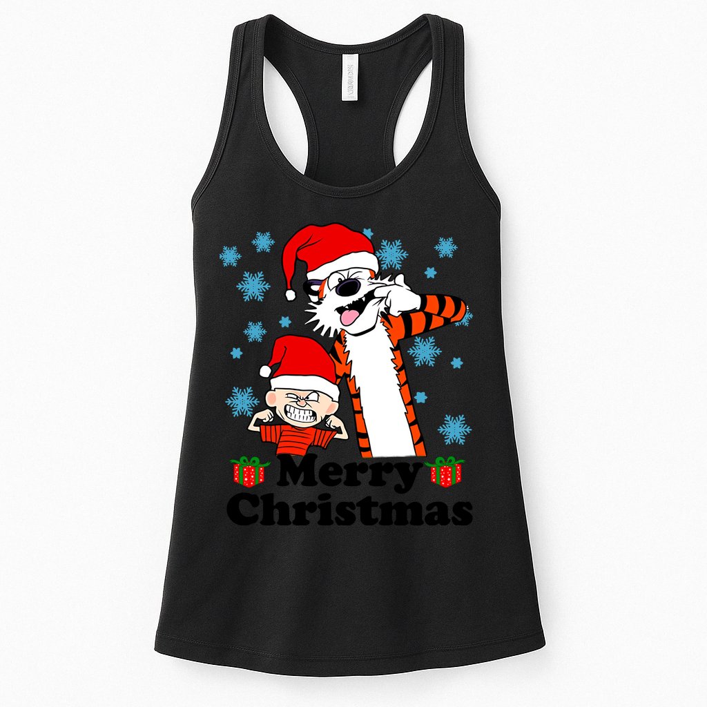 Merry Christmas Calvin Hobbes Christmas Box Funny Trending Friend Womens Tank Top
