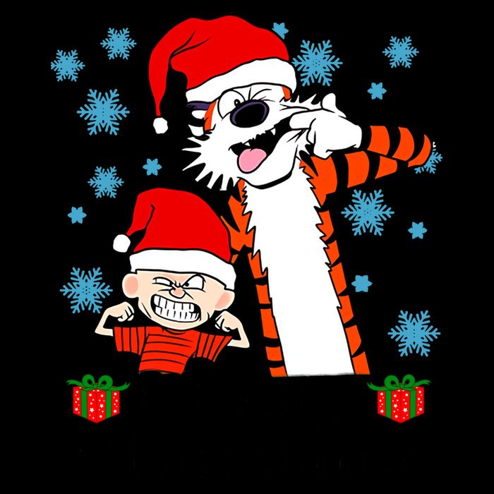 Merry Christmas Calvin Hobbes Christmas Box Funny Trending Friend Baby Bodysuit