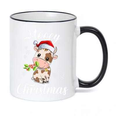 Mooey Christmas Cow Christmas Cute Cow Santa Hat Farmer 11oz Black Color Changing Mug