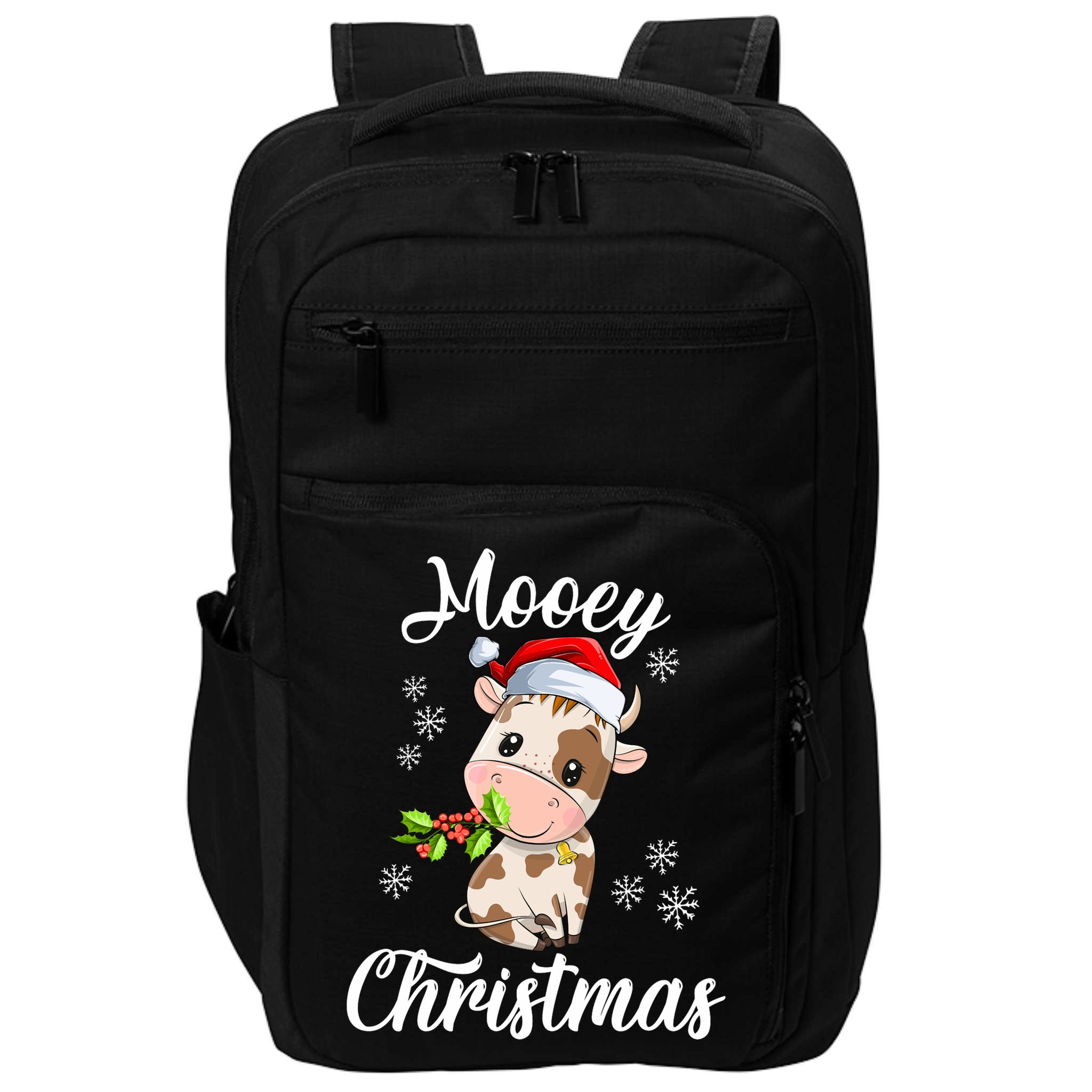 Mooey Christmas Cow Christmas Cute Cow Santa Hat Farmer Impact Tech Backpack